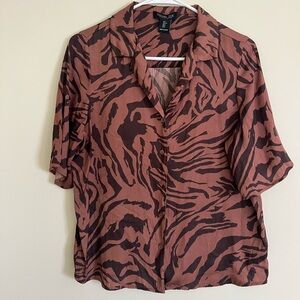 Rachel Zoe Brown and Black Button Down Shirt